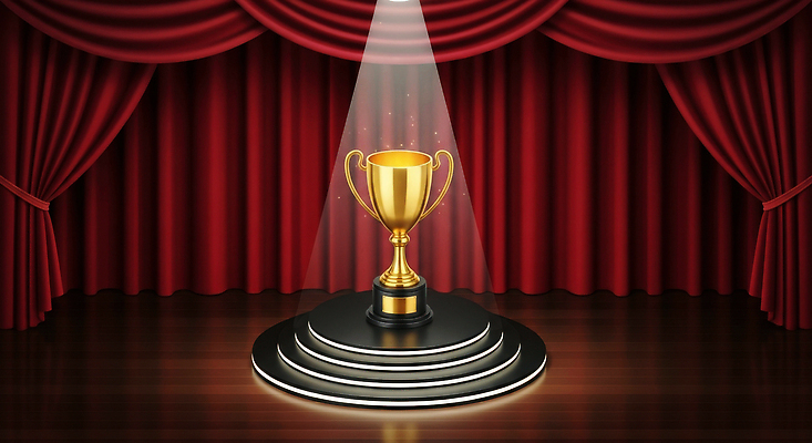 JPG 편집이미지 상징 결혼식 조명 축제 공연 금색 무대 우승 커튼 군중 상패 트로피 스포트라이트 단상 시상식 이미지편집 AI컴퓨터그래픽 AI콘텐츠 컬러 결혼 사람 이벤트 최고 상_우승 파일형식