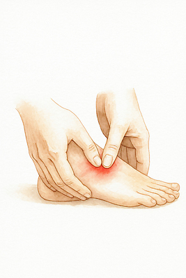 JPG 손 감정 신체 일러스트 의학 발 건강 치료 운동 스트레칭 고통 마사지 지압 부위 발목 압력 염증 증상 국내일러스트 AI일러스트 AI콘텐츠 신체부위 질병 파일형식