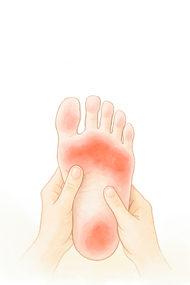 JPG 손 일러스트 손가락 발 스트레스 건강 피곤 치료 고통 마사지 발바닥 혈액순환 긴장 압력 국내일러스트 AI일러스트 AI콘텐츠 감정 컨셉 의학 신체부위 혈관 파일형식