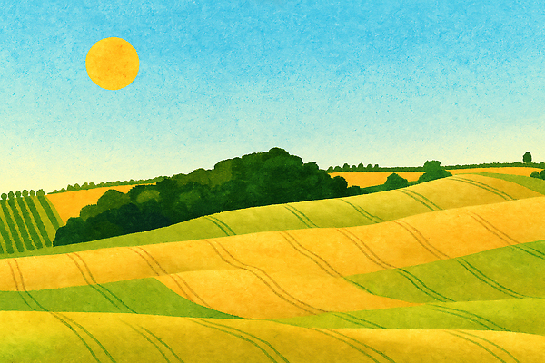 JPG 나무 식물 유럽 농업 일러스트 자연 곡류 논 풍경 초원 일상 여름 빛 농장 평화 원근감 금색 조화 유럽여행 국내일러스트 AI일러스트 AI콘텐츠 계절 나라 산업 뷰포인트 컬러 해외여행 컨셉 라이프 생태계 파일형식