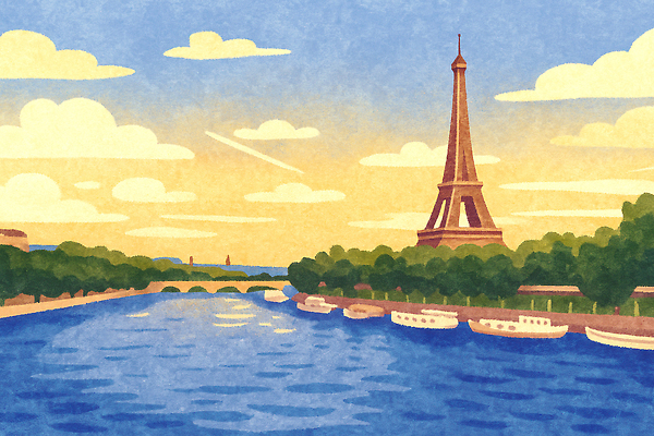 JPG 유럽 예술 여행 일러스트 자연 하늘 풍경 여름 일출 노을 프랑스 도시 보트 강가 에펠탑 파리 유럽여행 뷰티풀 센강 풍경화 국내일러스트 AI일러스트 AI콘텐츠 자연요소 계절 나라 해외여행 배_교통 강 그림 생태계 랜드마크 파일형식