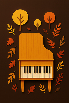 JPG 나무 편집이미지 디자인 예술 컬러 자연 나뭇잎 목재 장식 가을 분위기 피아노 감성 조화 색감 이미지편집 AI컴퓨터그래픽 AI콘텐츠 식물 계절 컨셉 잎 재료 건반악기 생태계 파일형식