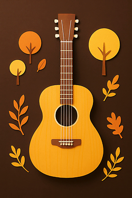 JPG 나무 편집이미지 디자인 예술 음악 백그라운드 장식 소리 가을 기타 분위기 편안함 감성 조화 색감 창의성 이미지편집 AI컴퓨터그래픽 AI콘텐츠 식물 계절 컨셉 현악기 문화예술 감각 파일형식