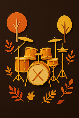 JPG 나무 편집이미지 디자인 악기 음악 컬러 잎 풍경 가을 드럼 조화 퍼포먼스 수공예 색감 이미지편집 AI컴퓨터그래픽 AI콘텐츠 식물 계절 문화예술 타악기 공예 파일형식