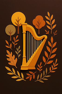 JPG 나무 편집이미지 디자인 예술 음악 컬러 백그라운드 자연 나뭇잎 가을 하프 조화 뷰티풀 이미지편집 AI컴퓨터그래픽 AI콘텐츠 식물 계절 잎 현악기 문화예술 생태계 파일형식