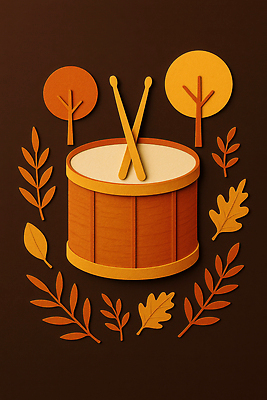 JPG 나무 편집이미지 디자인 예술 컬러 풍경 장식 가을 페이퍼아트 드럼 생동감 창의력 창작 이미지편집 AI컴퓨터그래픽 AI콘텐츠 식물 계절 타악기 파일형식