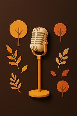 JPG 나무 편집이미지 디자인 백그라운드 잎 장식 갈색 노란색 주황색 가을 마이크 그림 조화 이미지편집 AI컴퓨터그래픽 AI콘텐츠 식물 계절 컬러 음향기기 파일형식