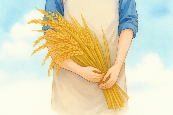 JPG 식물 직업 전통 손 농업 일러스트 자연 하늘 곡류 초원 여름 농작물 농사 수확 농부 밀 손질 국내일러스트 AI일러스트 AI콘텐츠 계절 산업 신체부위 생태계 파일형식