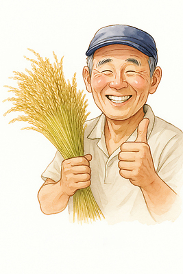 JPG 전통 행복 농업 일러스트 손가락 웃음 일상 농작물 햇빛 농장 농사 기쁨 수확 벼 농촌 농부 풍년 국내일러스트 AI일러스트 AI콘텐츠 직업 손 감정 산업 곡류 표정 라이프 태양 시골 파일형식