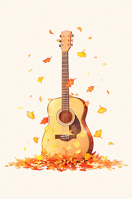 JPG 감정 음악 잎 일러스트 자연 나뭇잎 아이디어 따뜻함 풍경 노란색 우정 가을 통기타 편안함 그림 감성 조화 뷰티풀 색감 창작 국내일러스트 AI일러스트 AI콘텐츠 식물 계절 컬러 컨셉 문화예술 친구 기타 감각 생태계 파일형식