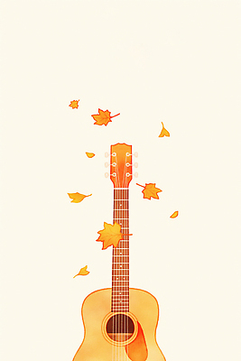 JPG 여유 예술 악기 음악 단풍 잎 연주 일러스트 자연 휴식 따뜻함 풍경 노란색 소리 가을 기타 분위기 통기타 감성 색감 창작 국내일러스트 AI일러스트 AI콘텐츠 식물 계절 감정 컬러 컨셉 현악기 문화예술 생태계 파일형식