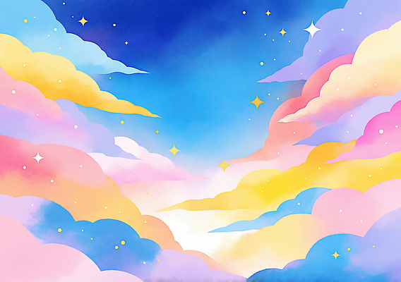 JPG 주간 감정 별 예술 분홍색 컬러 백그라운드 일러스트 자연 하늘 풍경 파란색 노란색 평화 일출 환경 맑음 꿈 뷰티풀 국내일러스트 AI일러스트 AI콘텐츠 자연요소 컨셉 날씨 노을 생태계 파일형식