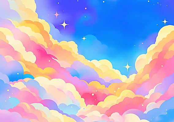 JPG 별 예술 분홍색 컬러 일러스트 자연 하늘 풍경 파란색 빛 노란색 평화 꿈 감성 뷰티풀 창의력 환상 국내일러스트 AI일러스트 AI콘텐츠 자연요소 컨셉 생태계 파일형식