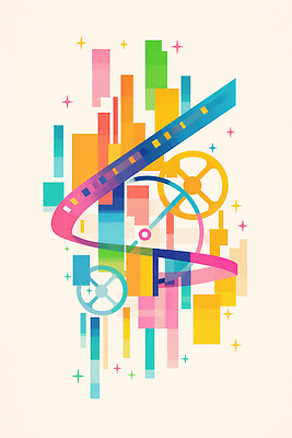 JPG 모양 디자인 예술 선 컬러 백그라운드 패턴 일러스트 추상 그래픽 컬러풀 기계 감각 필름 영화 기하학 조화 설치미술 창의성 국내일러스트 AI일러스트 AI콘텐츠 무늬 문화예술 파일형식