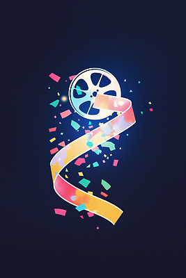 JPG 디자인 감정 리본 상징 컬러 조각 백그라운드 일러스트 그래픽 장식 축제 축하 표현 화려 필름 영화 즐거움 그림 국내일러스트 AI일러스트 AI콘텐츠 컨셉 문화예술 파일형식