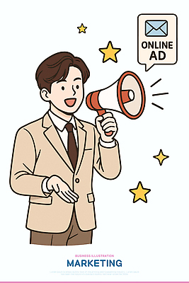 디자인 남자 일러스트 비즈니스 대화 정장 그래픽 확성기 발표 알림 모던 스타 이미지 활기 소통 마케팅 국내일러스트 AI파일 옷 컨셉 말하기 사람 파일형식 벡터