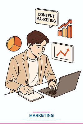 모양 남자 컬러 일러스트 그래프 아이디어 실험 노트북 자료 기록 업무 작업 계획 분석 기획 전략 마케팅 서류판 콘텐츠 국내일러스트 AI파일 컨셉 사람 전자제품 사무용품 파일형식 벡터