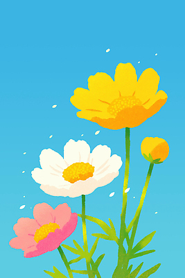 JPG 식물 계절 꽃잎 꽃 분홍색 백그라운드 꽃밭 일러스트 자연 하늘 생명 바람 날씨 풍경 여름 노란색 흰색 코스모스 뷰티풀 국내일러스트 AI일러스트 AI콘텐츠 자연요소 컬러 생태계 파일형식