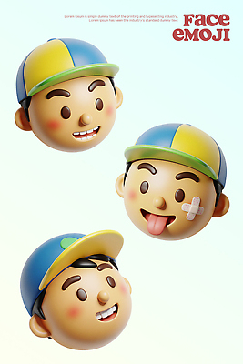 PSD 편집이미지 감정 어린이 컬러 장난 표정 웃음 친구 귀여움 즐거움 개성 편집3D 컨셉 관계 사람 3D 파일형식