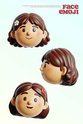 PSD 편집이미지 캐릭터 디자인 얼굴 예술 컬러 표정 미소 장식 3D 귀여움 표현 창의력 이모지 편집3D 컨셉 신체부위 디지털합성 파일형식