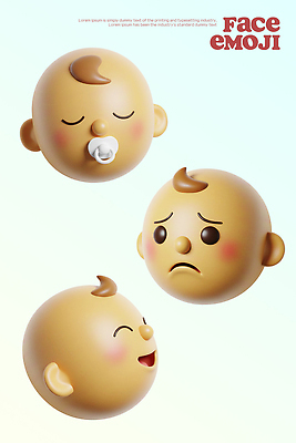 PSD 편집이미지 캐릭터 디자인 감정 표정 웃음 그래픽 평화 귀여움 슬픔 표현 아기 이모티콘 디지털아트 편집3D 컨셉 사람 3D 파일형식
