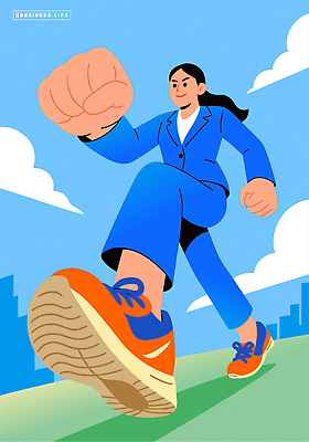 여자 운동화 일러스트 비즈니스 모션 성공 건강 풍경 정장 일상 초록색 파란색 운동 걷기 도시 비즈니스우먼 자신감 목표 출근 일과 국내일러스트 AI파일 옷 감정 컬러 신발 컨셉 사람 라이프 직장인 출퇴근 파일형식 벡터