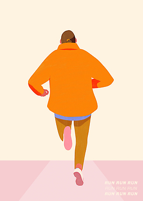 PSD 여자 남자 스포츠 백그라운드 일러스트 모션 건강 달리기 운동 유행 헬스 주황색 힘 점퍼 즐거움 그림 러닝 착용 스타일 국내일러스트 감정 컬러 사람 외투 파일형식
