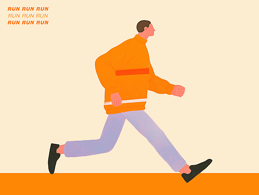 PSD 패션 남자 길 스포츠 백그라운드 일러스트 모션 건강 아웃도어 일상 캐주얼 운동복 청춘 달리기 운동 주황색 속도 활기 러닝 평면 스타일 국내일러스트 옷 컬러 컨셉 사람 라이프 파일형식