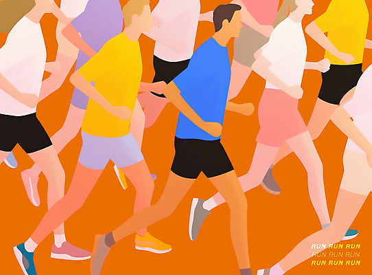 PSD 스포츠 컬러 백그라운드 운동화 일러스트 모션 협력 건강 여러명 야외 달리기 운동 헬스 축제 경쟁 모임 에너지 즐거움 속도 러닝 국내일러스트 감정 다수 신발 컨셉 사람 파일형식