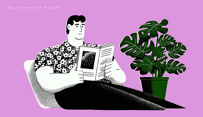 PSD 식물 남자 분홍색 꽃무늬 의자 일러스트 실내 취미 생활 책 독서 환경 공간 편안함 읽기 오브젝트 안락 국내일러스트 꽃 컬러 가구 컨셉 무늬 모션 사람 내부 감각 파일형식