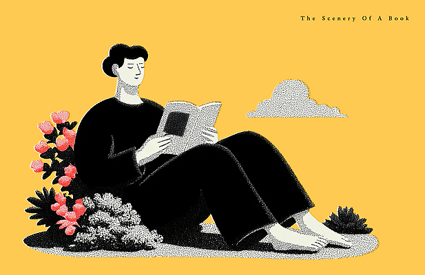 PSD 남자 꽃 감정 여유 예술 컬러 일러스트 자연 풍경 취미 일상 책 여름 독서 햇빛 평화 즐거움 뷰티풀 상상력 국내일러스트 식물 계절 컨셉 사람 라이프 태양 생태계 파일형식