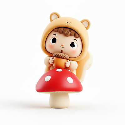 JPG 편집이미지 캐릭터 어린이 자연 놀이 동화 3D캐릭터 장난감 귀여움 버섯 아기 숲 즐거움 그림 다람쥐 도토리 상상력 편집3D AI컴퓨터그래픽 AI콘텐츠 감정 컨셉 사람 3D 견과류 설치류 생태계 파일형식