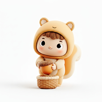 JPG 동물 편집이미지 캐릭터 옷 행복 어린이 모션 자연 3D캐릭터 장난감 바구니 귀여움 수확 아기 다람쥐 도토리 색감 편집3D AI컴퓨터그래픽 AI콘텐츠 감정 컨셉 농업 사람 3D 견과류 설치류 생태계 파일형식