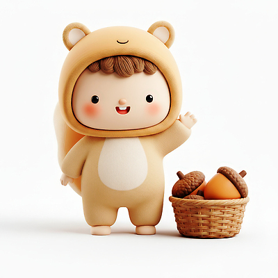 JPG 나무 편집이미지 캐릭터 옷 어린이 자연 3D캐릭터 웃음 반려동물 귀여움 다람쥐 호두 유아복 손흔들기 편집3D AI컴퓨터그래픽 AI콘텐츠 식물 동물 컨셉 모션 표정 사람 3D 아기용품 견과류 설치류 생태계 파일형식