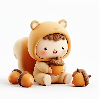 JPG 동물 편집이미지 옷 행복 어린이 포즈 자연 놀이 3D캐릭터 웃음 장난감 귀여움 아기 즐거움 오브젝트 다람쥐 도토리 편집3D AI컴퓨터그래픽 AI콘텐츠 캐릭터 감정 컨셉 표정 사람 3D 견과류 설치류 생태계 파일형식