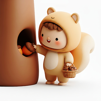 JPG 나무 동물 편집이미지 캐릭터 어린이 상상 자연 놀이 3D캐릭터 친구 바구니 과자 귀여움 즐거움 다람쥐 편집3D AI컴퓨터그래픽 AI콘텐츠 식물 감정 컨셉 관계 디저트 사람 3D 설치류 생태계 파일형식