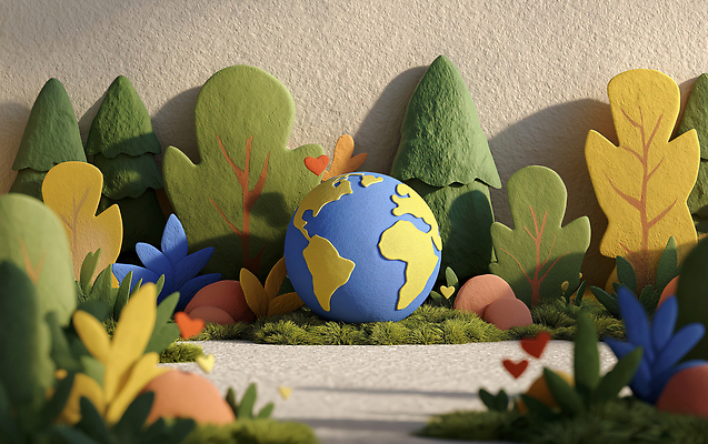 JPG 나무 식물 편집이미지 감정 지구 컬러 자연 사랑 풍경 초록색 파란색 평화 환경 장면 조화 뷰티풀 편집3D AI컴퓨터그래픽 AI콘텐츠 컨셉 3D 생태계 파일형식