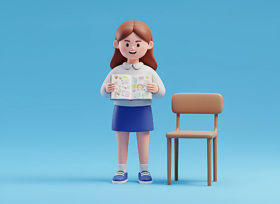 JPG 편집이미지 학생 손 디자인 여학생 백그라운드 의자 모션 서기 귀여움 즐거움 그림 창의력 편집3D AI컴퓨터그래픽 AI콘텐츠 여자 감정 가구 컨셉 신체부위 3D 파일형식