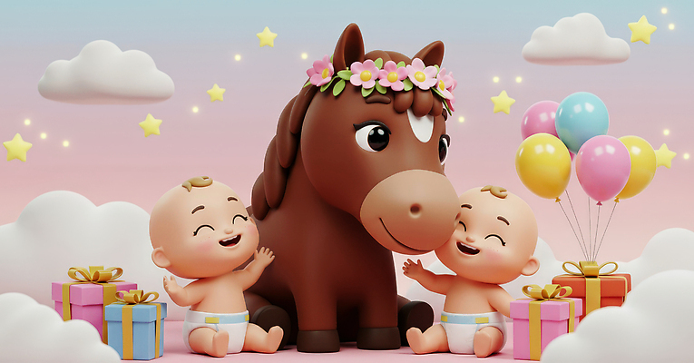 JPG 편집이미지 별 어린이 인형 컬러 백그라운드 놀이 선물 장식 파티 아기 말_게임 즐거움 풍선 편집3D AI컴퓨터그래픽 AI콘텐츠 자연요소 감정 사람 이벤트 3D 파일형식