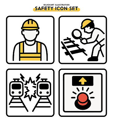 아이콘 버튼 경고 안전 기찻길 장비 작업 헬멧 안전장비 확대경 작업자 2D아이콘 AI파일 보호장비 파일형식 벡터
