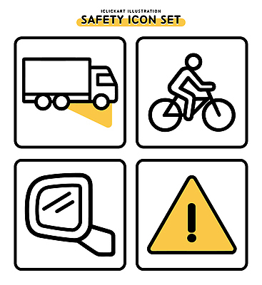 아이콘 디자인 교통수단 교통 경고 안전 자전거 거울 트럭 심볼 교통안전 사이드미러 2D아이콘 AI파일 자동차 바이크 파일형식 벡터