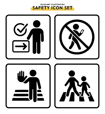아이콘 도로 이동 표시 출입구 경고 안전 손짓 보행자 구조물 체크표시 신호 안전수칙 규칙 2D아이콘 AI파일 건축 길 컨셉 교통시설 모션 확인 파일형식 벡터
