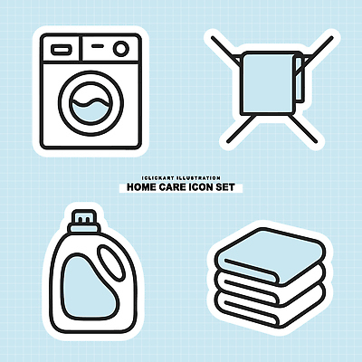 아이콘 디자인 가사 주방용품 관리 수건 가전제품 매트 빨래 청소 세제 세탁기 세탁소 정리정돈 홈케어 2D아이콘 AI파일 생활용품 위생용품 파일형식 벡터