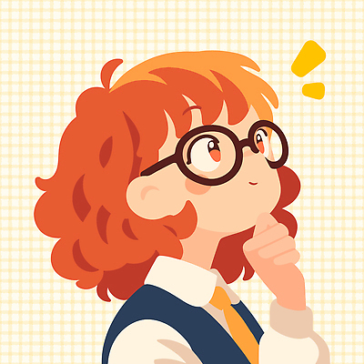 캐릭터 감정 안경 백그라운드 생각 일러스트 아이디어 기술 사람 소녀 학습 노란색 귀여움 교양 표현 파마 격자 빨간머리 상상력 Creativity 국내일러스트 AI파일 헤어스타일 잡화 여자 교육 어린이 컬러 컨셉 무늬 파일형식 벡터
