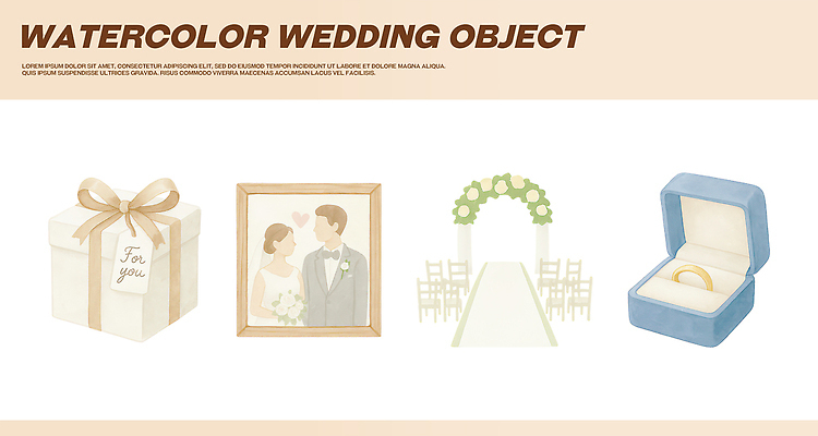 PSD 디자인 꽃 액자 신랑 결혼 의자 일러스트 결혼식 수채화 선물 장식 상자 공간 반지 맹세 오브젝트 결혼반지 예식장 테마 국내일러스트 식물 가구 장신구 이벤트 결심 파일형식