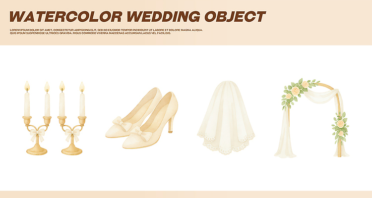 PSD 디자인 패션 결혼 신발 일러스트 결혼식 수채화 사랑 장식 로맨틱 오브젝트 아치 촛대 결혼소품 베일 국내일러스트 감정 컨셉 이벤트 파일형식