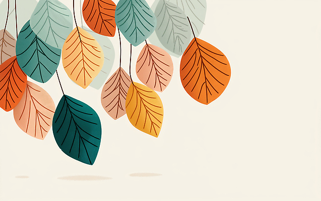 JPG 디자인 계절 컬러 단풍 잎 일러스트 자연 바람 휴식 나뭇잎 따뜻함 풍경 빨간색 초록색 갈색 주황색 가을 변화 편안함 조화 뷰티풀 국내일러스트 AI일러스트 AI콘텐츠 자연요소 식물 컨셉 날씨 감각 생태계 파일형식