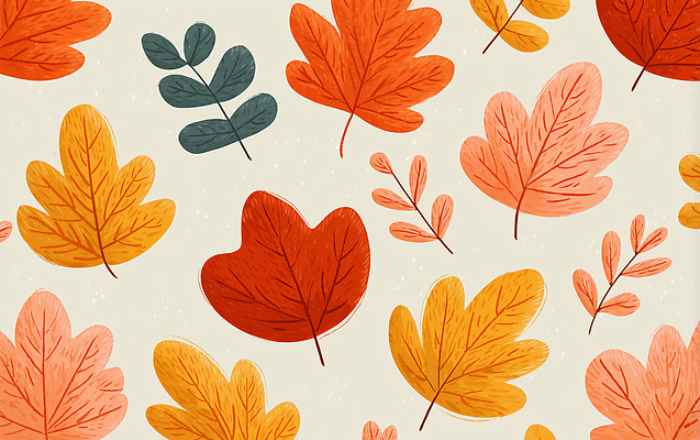 JPG 디자인 계절 예술 컬러 백그라운드 단풍 잎 패턴 일러스트 자연 나뭇잎 장식 빨간색 초록색 스크린 주황색 금색 가을 편안함 조화 뷰티풀 국내일러스트 AI일러스트 AI콘텐츠 식물 무늬 감각 생태계 파일형식