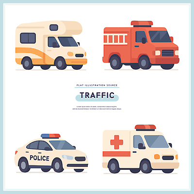 도로 여행 교통 이동 일러스트 자동차 안전 운전 응급 도시 도움 범죄 구출 구급차 서비스 화재 캠핑카 소방차 경찰차 구조대 국내일러스트 AI파일 길 육상교통 컨셉 교통시설 모션 긴급 사건 파일형식 벡터