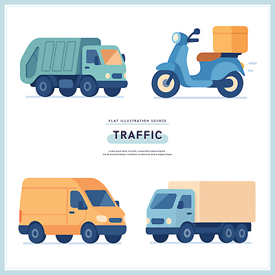 디자인 도로 교통수단 컬러 교통 일러스트 자동차 일상 생활 그래픽 운전 트럭 스쿠터 도시 배송 그림 대형트럭 밴 쓰레기차 탑차 국내일러스트 AI파일 길 육상교통 교통시설 모션 라이프 오토바이 파일형식 벡터